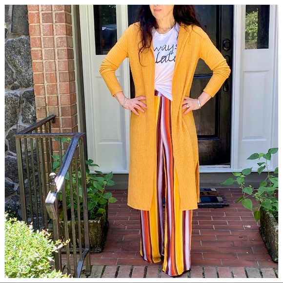 MUSTARD KNIT HOODED CARDIGAN - Picture 8 of 8